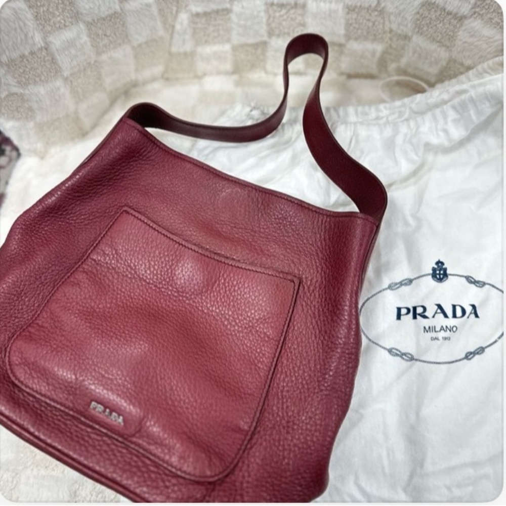 Prada Burgundy Leather Women's Bag - Picture 4 of 9